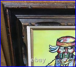 Vintage Jovan Obican Original Painted Enamel On Copper Signed Framed Art