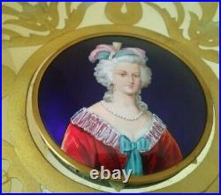 Vintage Limoges Enamel On Copper Painting Of Queen Marie Antoinette Of France