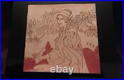 Vintage MCM Signed Enamel On Copper PLaque Framed Woman Beautiful