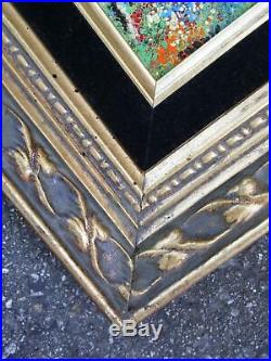 Vintage Mid Century Modern Mini Enamel Copper Painting Framed Art Louis Cardin
