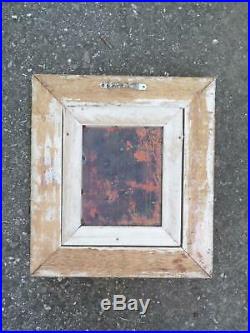 Vintage Mid Century Modern Mini Enamel Copper Painting Framed Art Louis Cardin