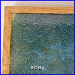 Vintage Original Abstract Art Expressionism Baked Enamel Drip Painting Framed