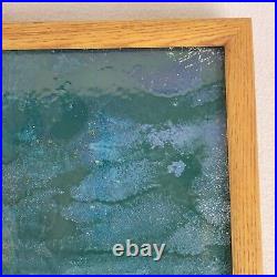 Vintage Original Abstract Art Expressionism Baked Enamel Drip Painting Framed