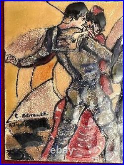 Vintage Painting Enamel C. Demuth Dancing Sailors Copy of Famous Painting