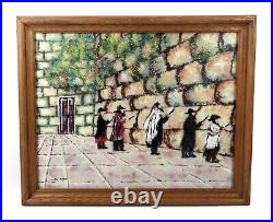 Vintage Painting by Mark Moses Using Enamel Copper Jerusalem Wailing Wall