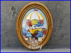 Vintage SHIRLEY MANSFIELD Signed Enamel On Copper Painting Framed