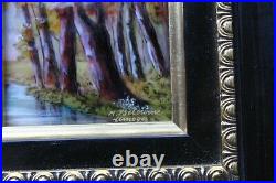 Vintage Signed Betourne Limoges Enamel on Copper French Art Framed Miniature