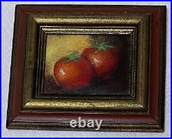 Vintage, Signed, C. Simkin, Copper Enamel Tomato Vegetable Painting in Frame