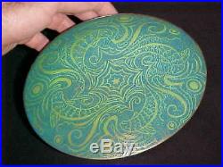 Vintage Signed Kauffman Modern Enamel Copper Art Plate Midcentury Painting 8 3/4