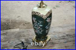Vintage Wildwood Table Lamp Porcelain Enamel Hand Painted Floral Art Nouveau