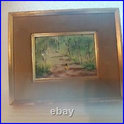 Vintage impressionist painting Enamel on Copper Painting