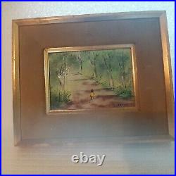 Vintage impressionist painting Enamel on Copper Painting