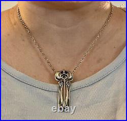 Vtg Sterling Silver Enamel Art Nouveau Pendant Necklace