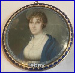 Wonderful 19th Century Miniature 3 Portrait Pendant With 14K Enamel Frame