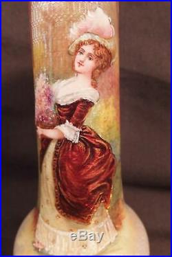 Wonderful 19th c. Miniature Portrait Guilloche Enamel Cabinet Vase signed