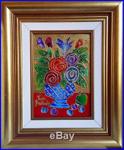 Yuri Gorbachev Original Painting Still life with Rosesoil on canv, gold, enamel