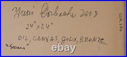 Yuri Gorbachev Original Painting Swans Oil on canvas withgold, enamel & bronze
